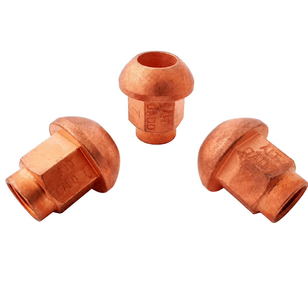 A.I.TECH AIT-DADO-7 Steel copperd nut 12x1,25, ex 17mm, o.d. 25mm, spherical SEAT, total lenght 28mm Photo-0 