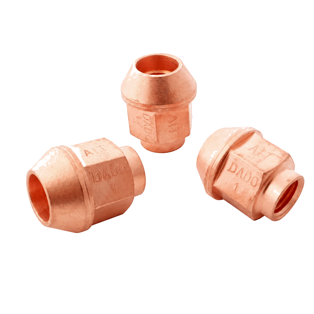 A.I.TECH AIT-DADO Steel coppered nut 12x1,25, ex 19mm, o.d. 23mm, conical SEAT, total lenght 27mm Photo-0 
