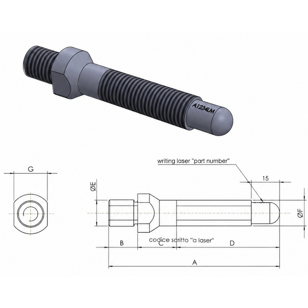 A.I.TECH AIT-88XB Wheel stud special 12x1,25 - 12x1,5 L.88 mm Photo-1 