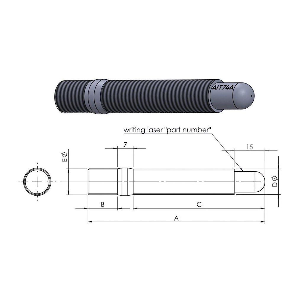 A.I.TECH AIT-86B.EX Wheel stud 12x1,25 - 12x1,5 L.86 Photo-1 