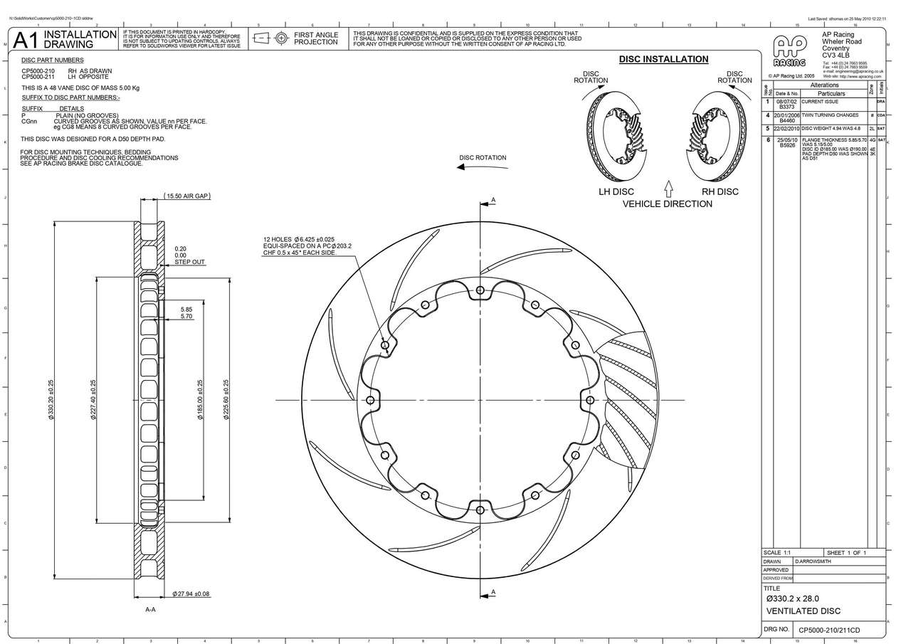 AP RACING CP5000-210CG8 VD-330x28R12Bx203,2D Photo-1 