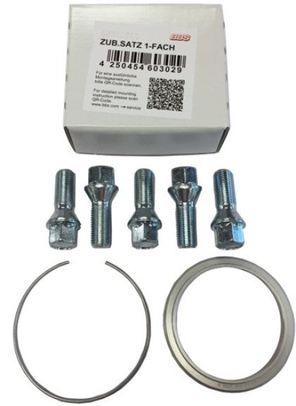 BBS B0931138# Wheel Mounting-Kit (Hub Centering Ring 57,0/82mm with Screws M14x1,5x31mm,Cone 60 Degrees) Photo-0 