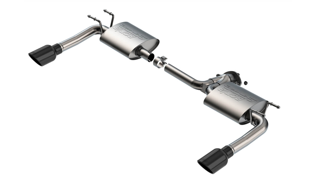 BORLA 11982BC Exhaust system Axle-Back 2.25", 2" S-TYPE S RD RL AC BC SR Tip: 4" RD X 8" Black chrome for MAZDA 3 2.5L 4 Cyl 2019-2023 Photo-0 