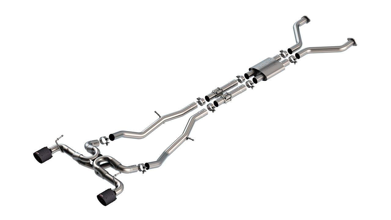 BORLA 140930CFBA Exhaust system Cat-Back ATAK 2.50" S RD RL AC PH SR TIP: 4.50" RD X 7.75" Carbon fiber black anodized for NISSAN Z 2024 Photo-0 