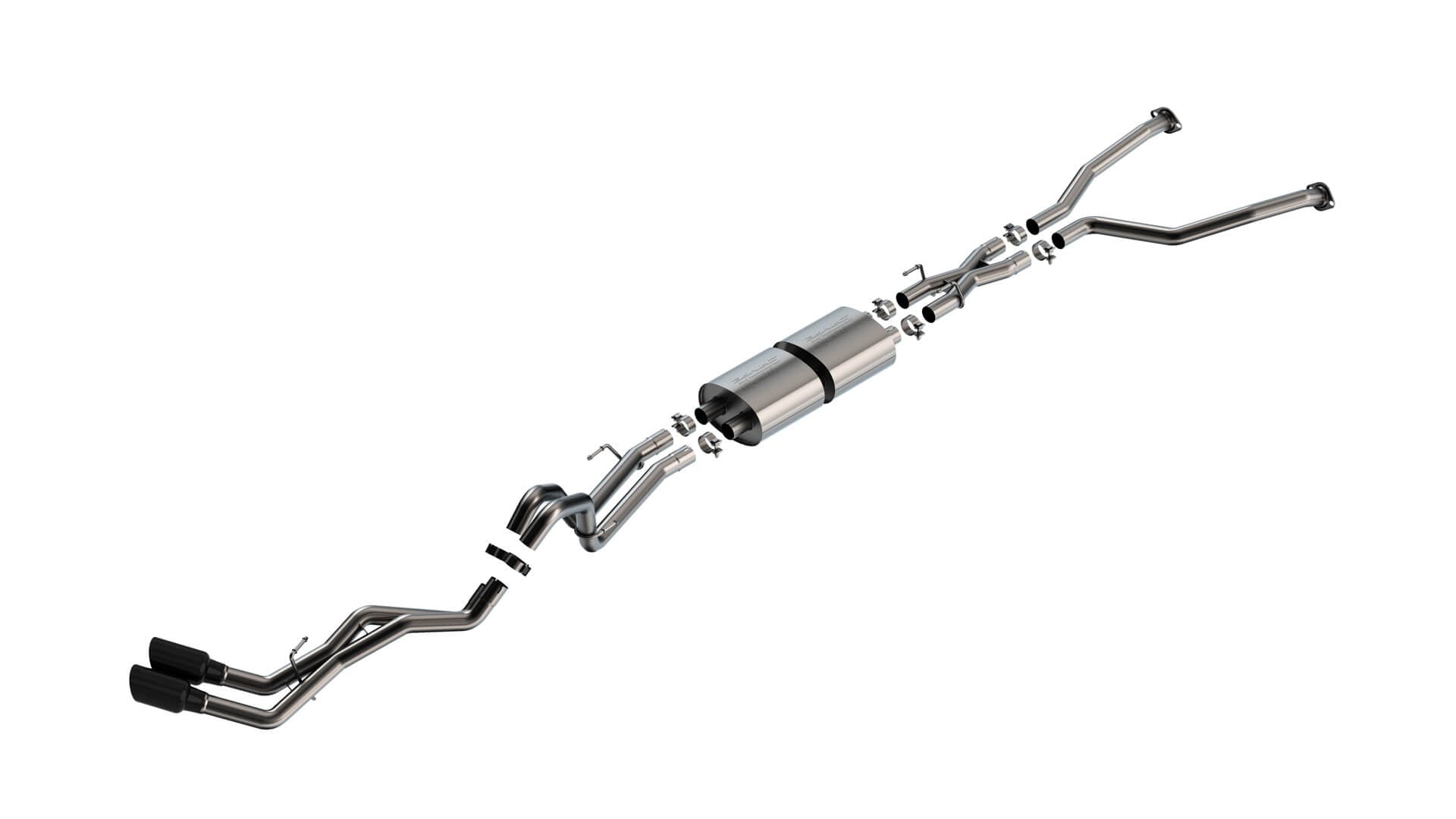 BORLA 140939BC Exhaust System Cat-Back "S-TYPE" D RD RL AC S 2.50" TIP: 4.50" RD X 10.00" BLACK CHROME for TOYOTA TUNDRA '22-'24 3.4L V6 AT 2+4WD 4DR CCSB+ECSTB WB 145.7" Photo-0 