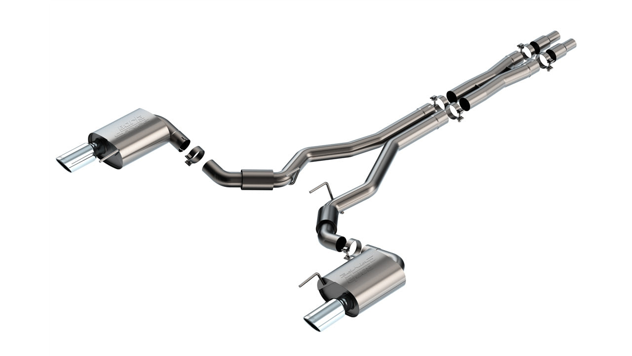BORLA 140960 Exhaust system Cat-Back S-type 3" S RD RL AC SR Tip: 4" RD X 10.50" (Non-active exhaust) for FORD Mustang GT 5.0L V8 2024 Photo-0 