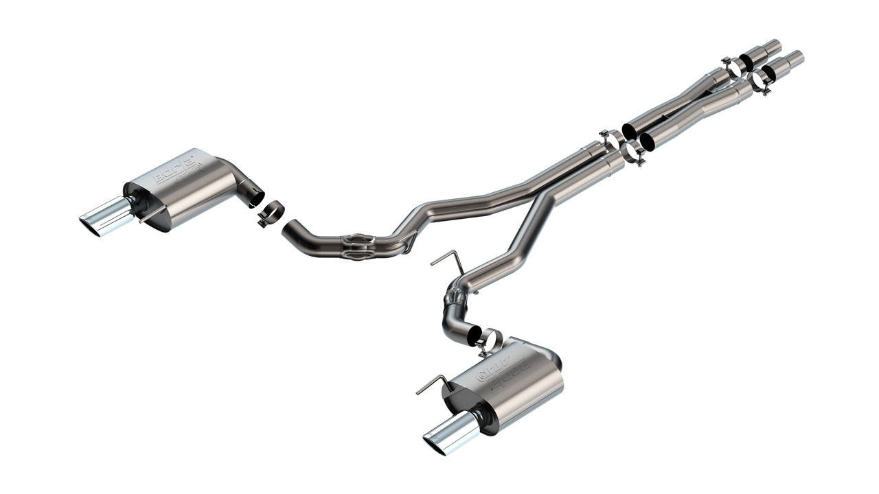 BORLA 140961 Exhaust system Cat-Back ATAK 3" S RD RL AC SR Tip: 4" RD X 10.50" (Non-active exhaust) for FORD Mustang GT 5.0L V8 2024 Photo-0 