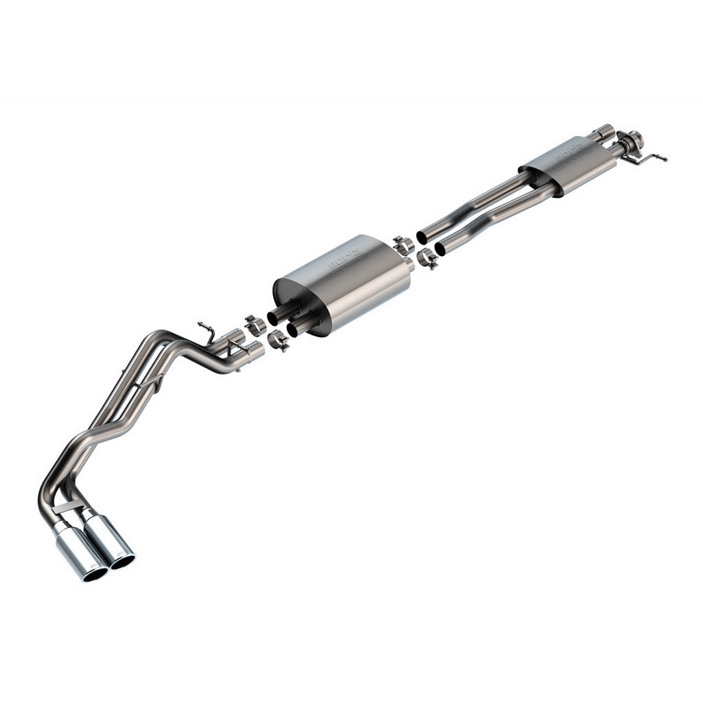 BORLA 140971 Exhaust System Cat-Back 2.25", S-Type (4" Bright Chrome Tips) for FORD Ranger 2.7L 4WD 2024- Photo-0 