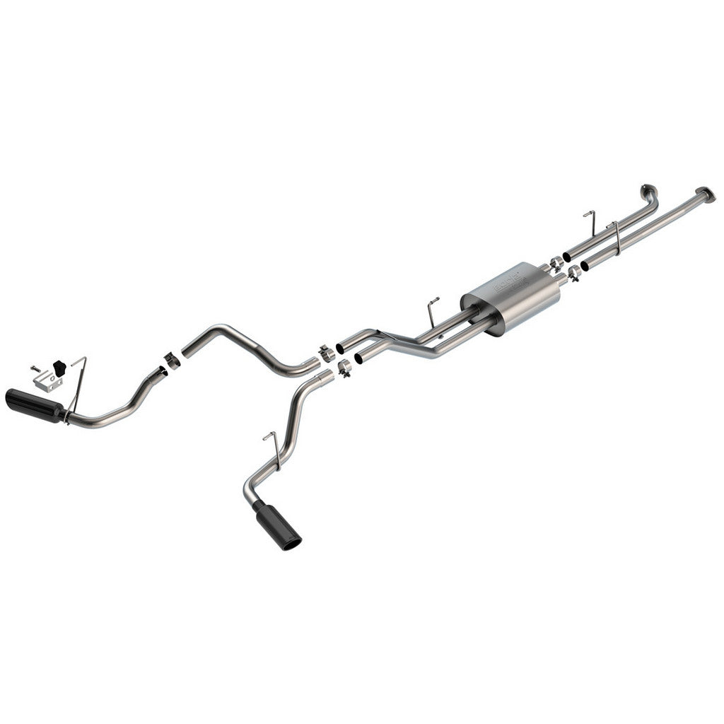 BORLA 141022BC Exhaust System Cat-Back 2.25", ATAK (4" Black Chrome Tips) for TOYOTA Tundra 5.7L V8 2007-2008 Photo-0 