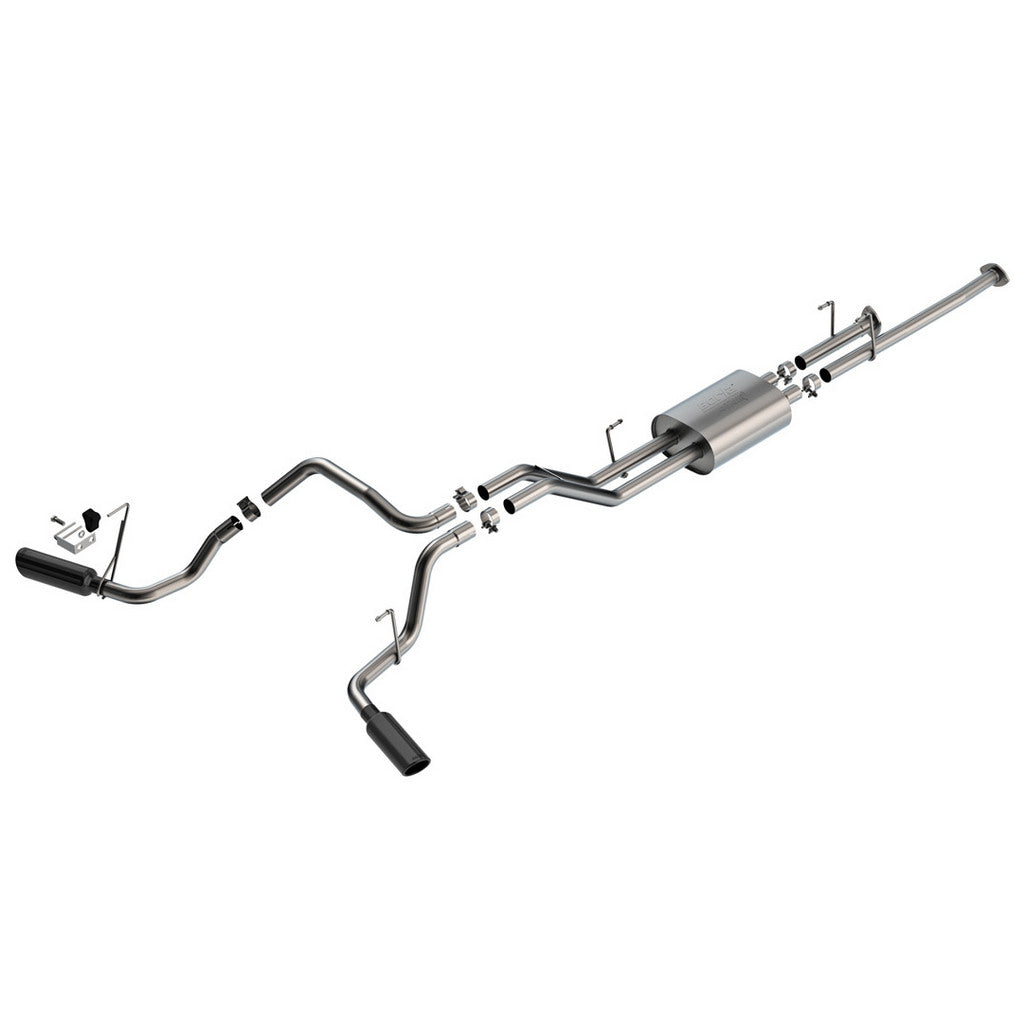 BORLA 141024BC Exhaust System Cat-Back 2.25", ATAK (4" Black Chrome Tips) for TOYOTA Tundra 4.6L / 5.7L V8 2009-2021 Photo-0 