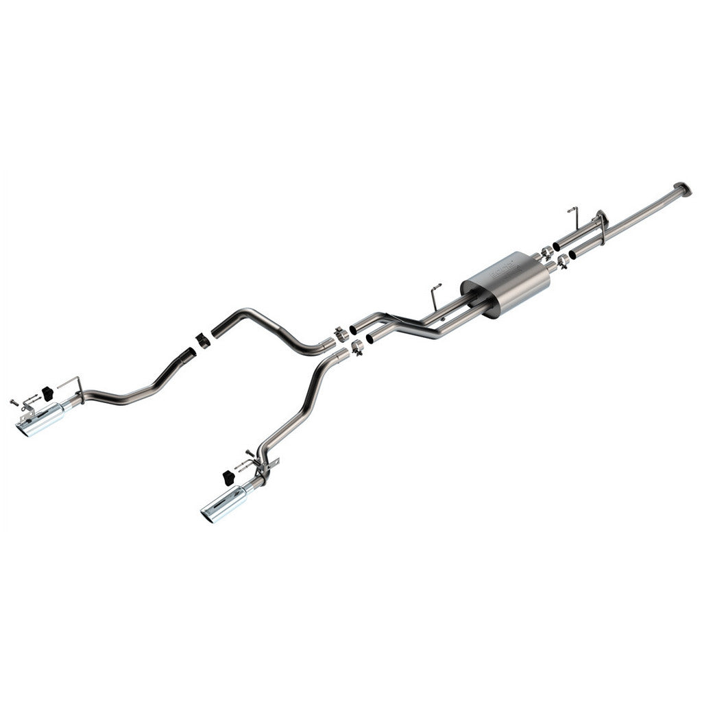 BORLA 141028 Exhaust System Cat-Back 2.25", ATAK (4" Bright Chrome Tips) for TOYOTA Tundra 4.6L / 5.7L V8 2014-2021 Photo-0 