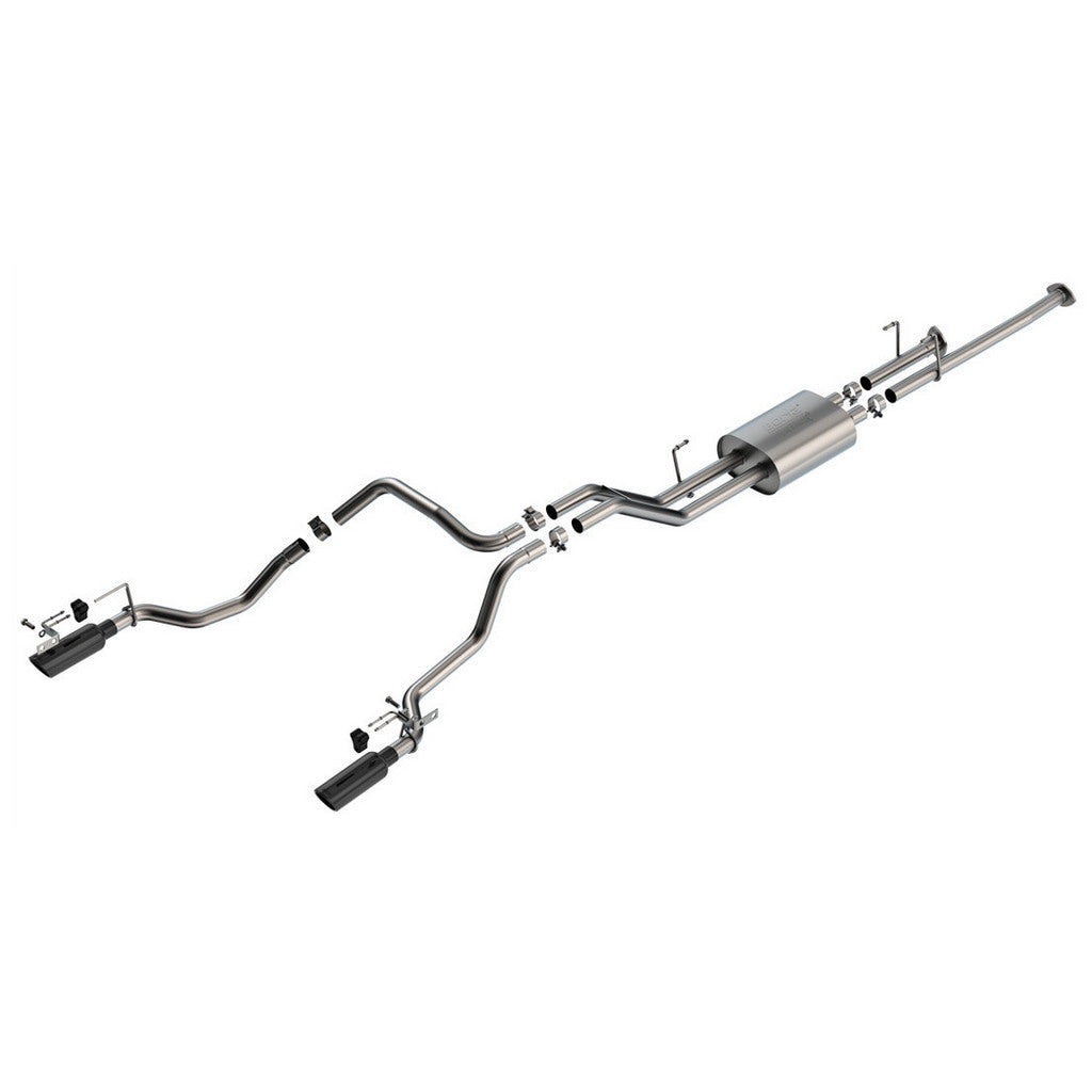 BORLA 141028BC Exhaust System Cat-Back 2.25", ATAK (4" Black Chrome Tips) for TOYOTA Tundra 4.6L / 5.7L V8 2014-2021 Photo-0 