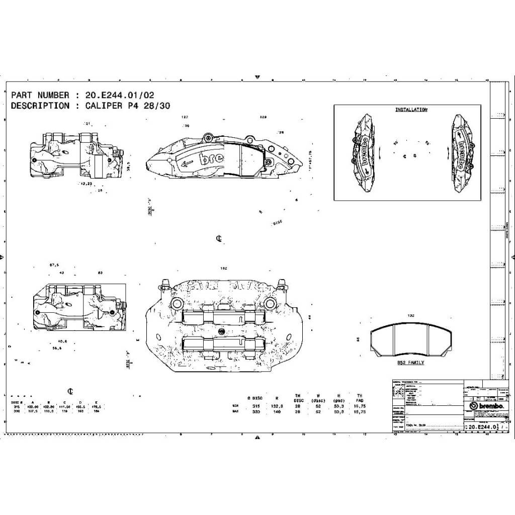 Brembo 20E24409 Left Brake Caliper FF 4 Pistons (28/30) Photo-1 