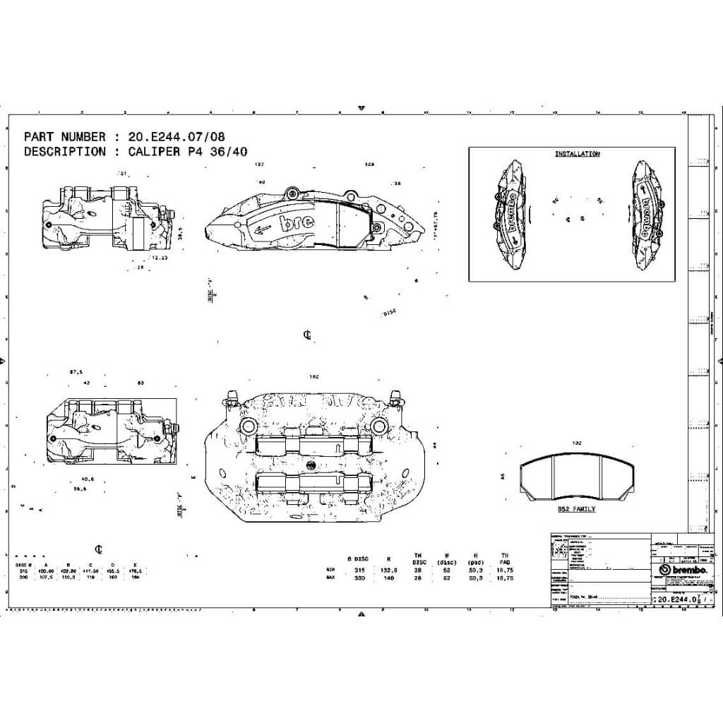 Brembo 20E24411 Left Brake Caliper FF 4 Pistons (36/40) Photo-1 