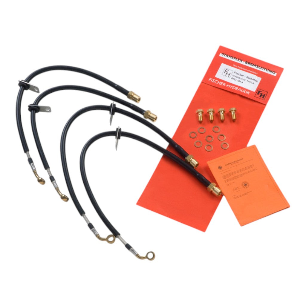 FISCHER TES106-4.4 Stainless Steel Brake Line Kit, Black for TESLA X Plaid 2021+ Photo-0 