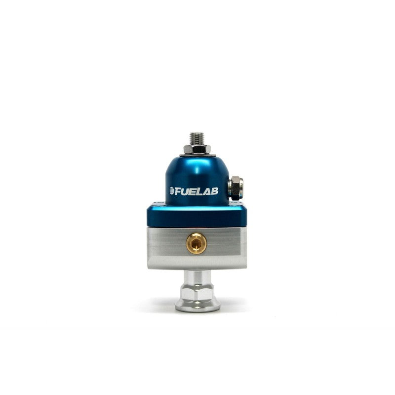 FUELAB 57504-3 Mini Fuel Pressure Regulator Blocking Style Carbureted (25-65 psi, 6AN-In, 6AN-Out) Blue Photo-0 