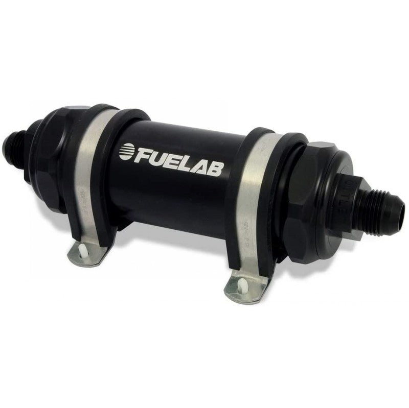 FUELAB 82823-1 In-Line Fuel Filter (10AN in/out, 5 inch 100 micron stainless steel element) Black Photo-0 