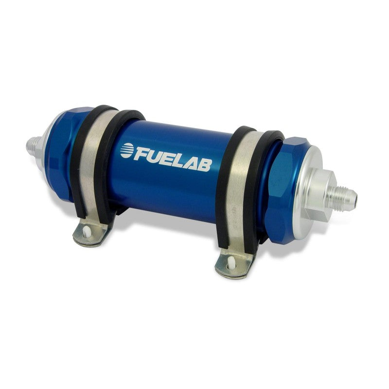 FUELAB 82831-3 In-Line Fuel Filter (6AN in/out, 5 inch 6 micron fiberglass element) Blue Photo-0 