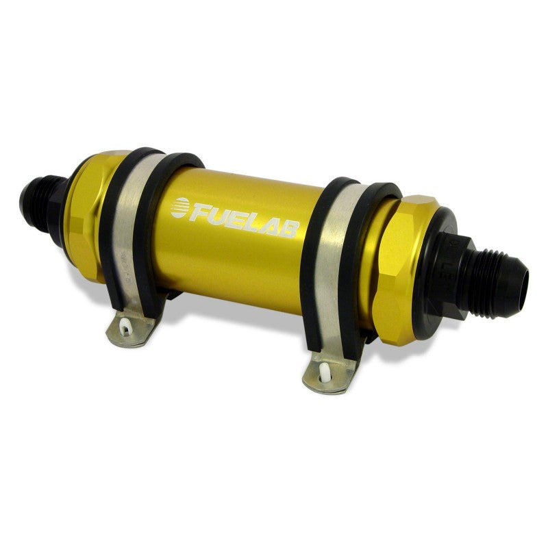 FUELAB 82814-5 In-Line Fuel Filter (12AN in/out, 5 inch 40 micron stainless steel element) Gold Photo-0 