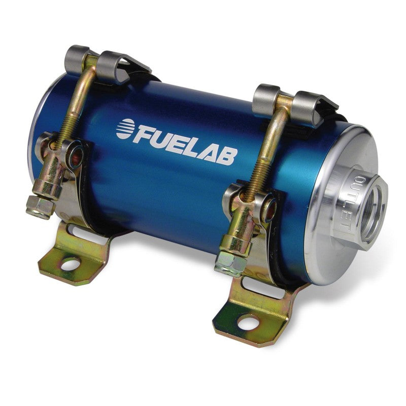 FUELAB 41404-3 Carbureted In-Line Fuel Pump PRODIGY (200 GPH @ 20 PSI, 30 PSI max, up to 2000 HP) Blue Photo-0 