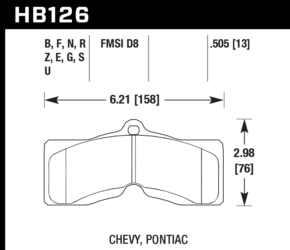 HAWK HB126D.505 Front Brake Pads ER-1 Endurance Racing for CHEVROLET Corvette 1965-1973 Photo-1 