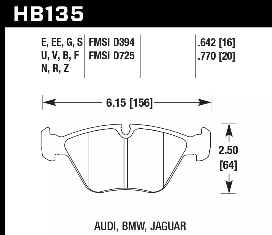 HAWK HB135D.760 Front Brake Pads ER-1 Endurance Racing for BMW Z3 3.2L 1999-2002 Photo-1 