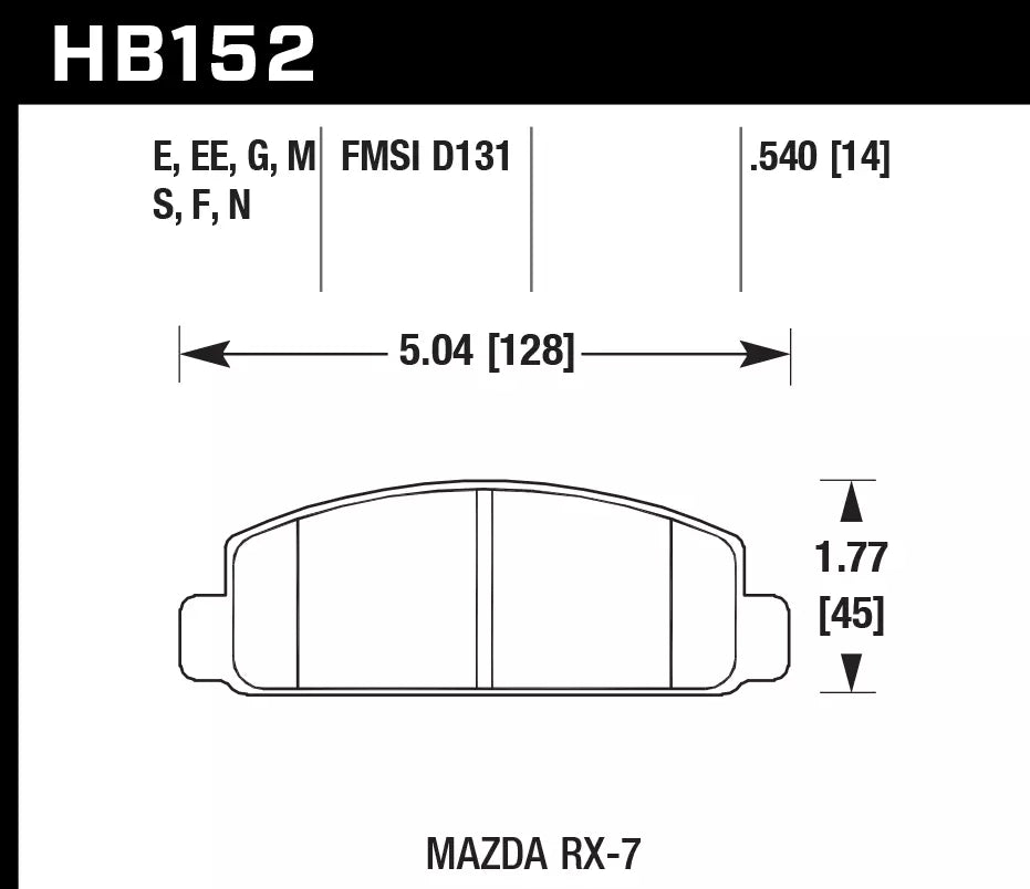 HAWK HB152D.540 Front Brake Pads ER-1 Endurance Racing for MAZDA RX-7 1989-1991 Photo-1 