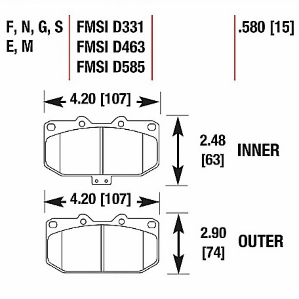 HAWK HB155N.580 Front Brake Pads HP PLUS For MAZDA RX7 Turbo 1986-1995 Photo-1 