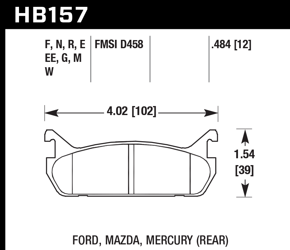 HAWK HB157D.484 Rear Brake Pads ER-1 Endurance Racing for FORD Escort GT 1991-1996/ MAZDA Miata Base 1.6L 1990-1993 Photo-1 