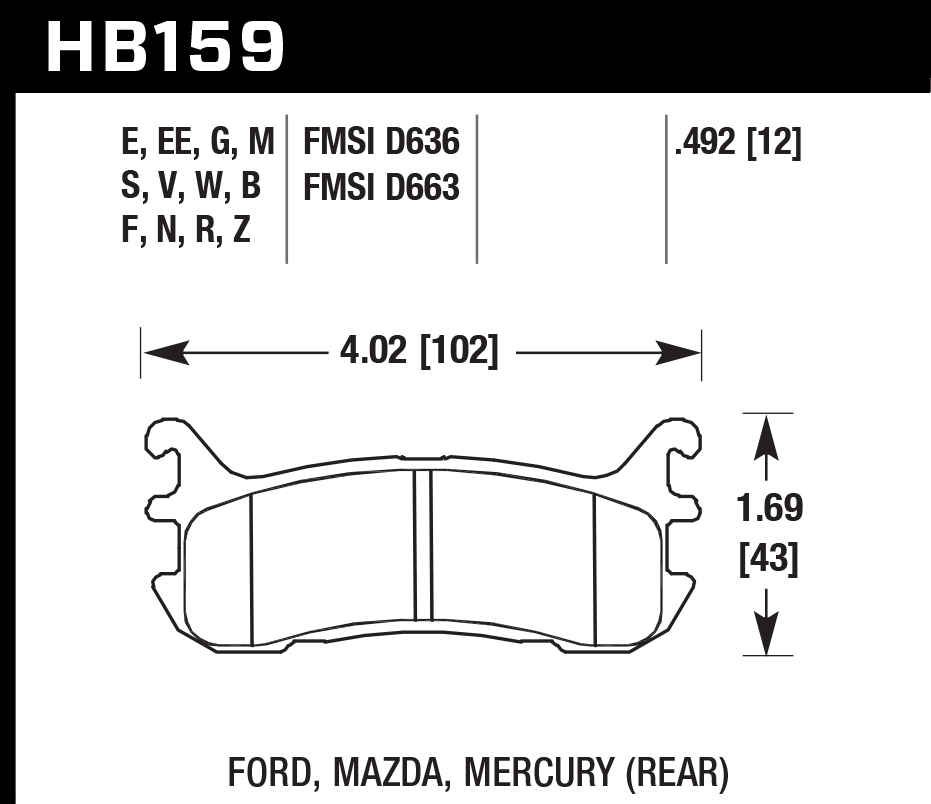 HAWK HB159D.492 Rear Brake Pads ER-1 Endurance Racing for MAZDA Miata Base 1.8L 1994-2005 Photo-1 