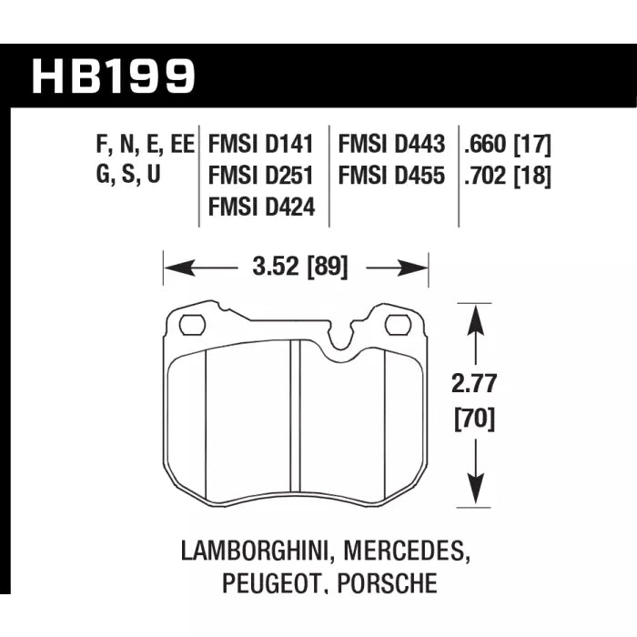 HAWK HB199D.702 Front Brake Pads ER-1 Endurance Racing for PORSCHE 944 1985-1989/ PEUGEOT 505 1981-1989 Photo-1 