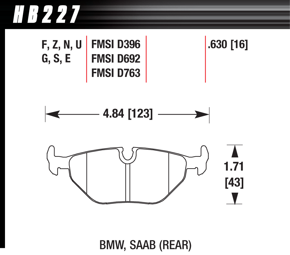 HAWK HB227D.630 Rear Brake Pads ER-1 Endurance Racing for BMW Z4 Coupe 3.0si 3.0L 2007/ SAAB 9-5 Aero 2.3L 2009 Photo-1 