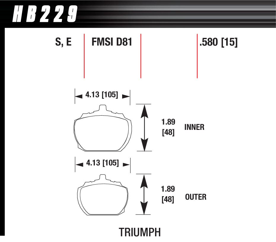 HAWK HB229D.580 Front Brake Pads ER-1 Endurance Racing for TRIUMPH TR8 1980-1982 Photo-1 