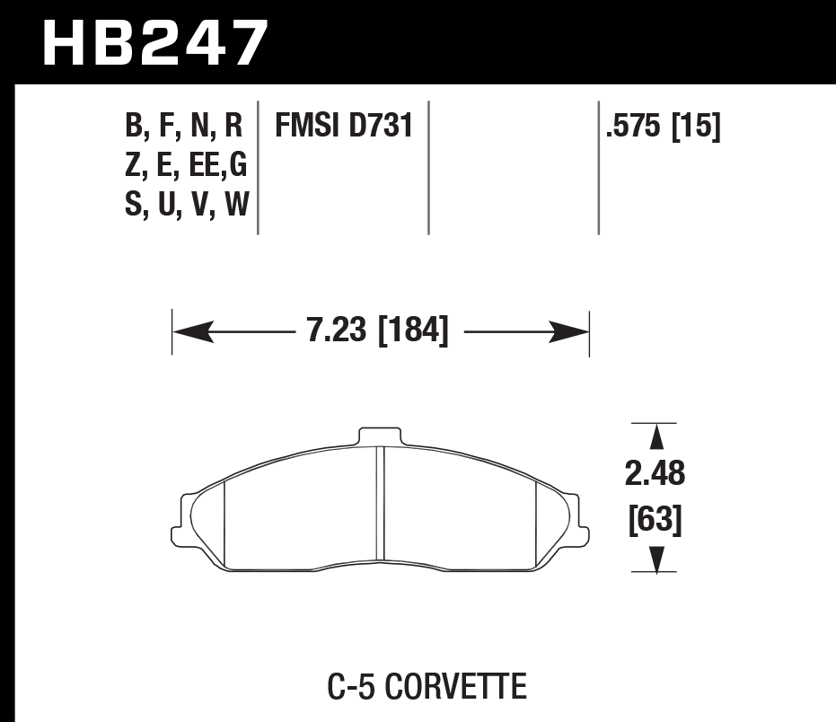 HAWK HB247D.575 Front Brake Pads ER-1 Endurance Racing for CHEVROLET Corvette 1997-2012 Photo-1 