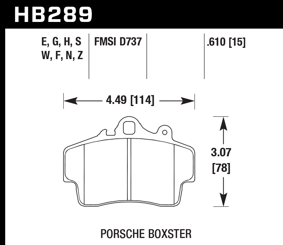 HAWK HB289D.610 Front Brake Pads ER-1 Endurance Racing for PORSCHE Cayman Base 2.7L 2007-2008 Photo-1 