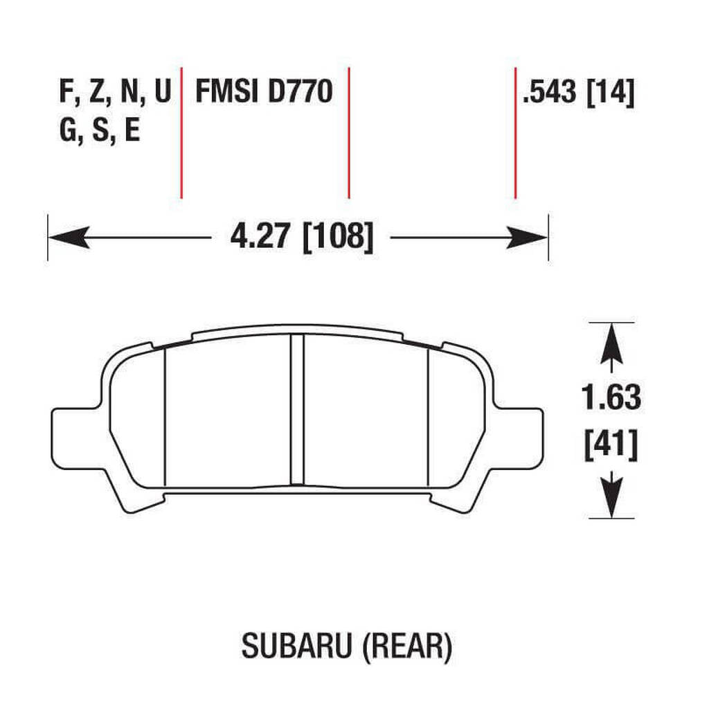 HAWK HB434F.543 Rear Brake Pads HPS for SUBARU Impreza WRX 2003 / Legacy GT 2006-2009 Photo-1 