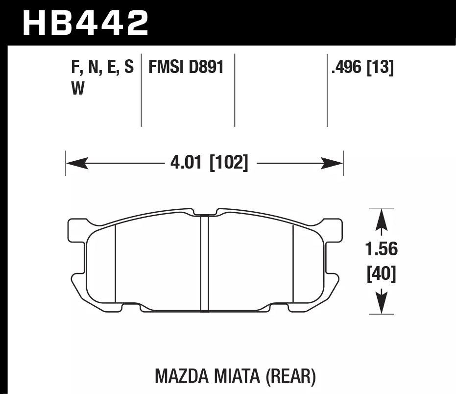 HAWK HB442D.496 Rear Brake Pads ER-1 Endurance Racing for MAZDA Miata Base 1.8L 2001-2003 Photo-1 