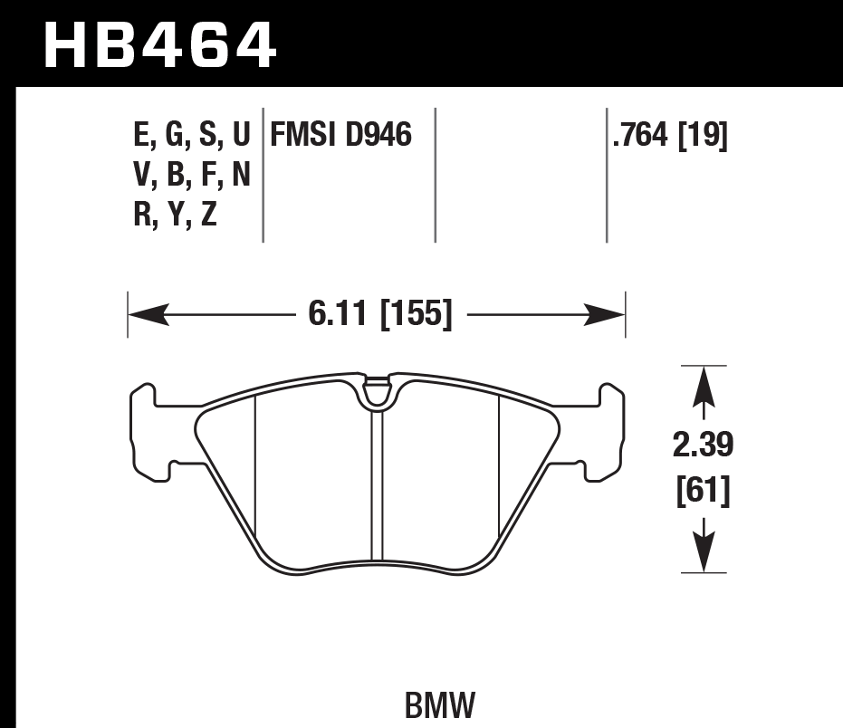 HAWK HB464D.764 Front Brake Pads ER-1 Endurance Racing for BMW X3 3.0i 3.0L 2004-2006 Photo-1 