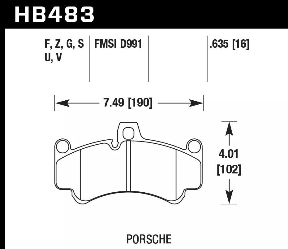 HAWK HB483D.635 Rear Brake Pads ER-1 Endurance Racing for PORSCHE Carrera GT Base 5.7L 2004-2005 Photo-1 