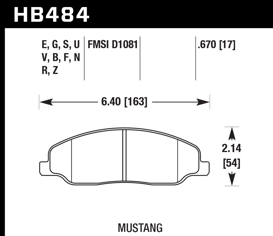 HAWK HB484D.670 Front Brake Pads ER-1 Endurance Racing for FORD Mustang GT 4.6L 2009-2010 Photo-1 