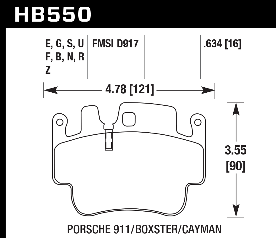 HAWK HB550D.634 Front Brake Pads ER-1 Endurance Racing for PORSCHE Cayman S 3.4L 2006-2007 Photo-1 