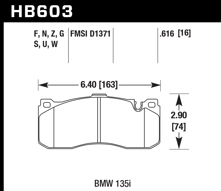 HAWK HB603D.616 Front Brake Pads ER-1 Endurance Racing for BMW 135i Base 3.0L 2008-2013 Photo-1 