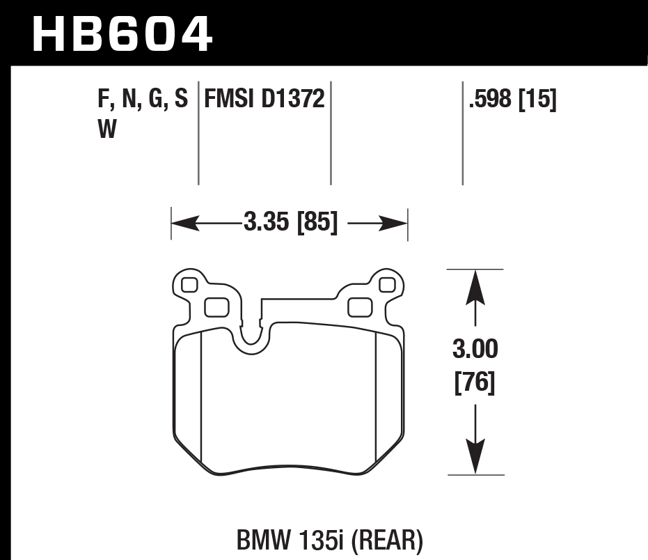 HAWK HB604D.598 Rear Brake Pads ER-1 Endurance Racing for BMW 135i Base 3.0L 2008-2013 Photo-1 