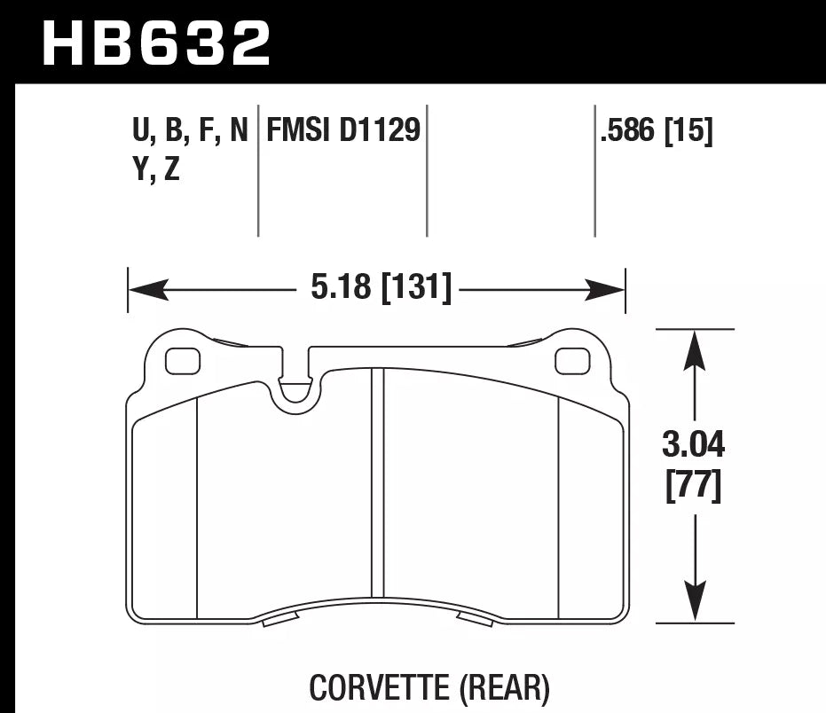 HAWK HB632D.586 Front Brake Pads ER-1 Endurance Racing for VOLKSWAGEN Touareg Sport 3.6L 2012-2017 Photo-1 