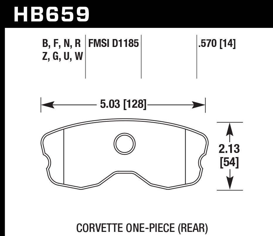 HAWK HB659D.570 Rear Brake Pads ER-1 Endurance Racing for CHEVROLET Corvette Z06 7.0L 2006-2008 Photo-1 