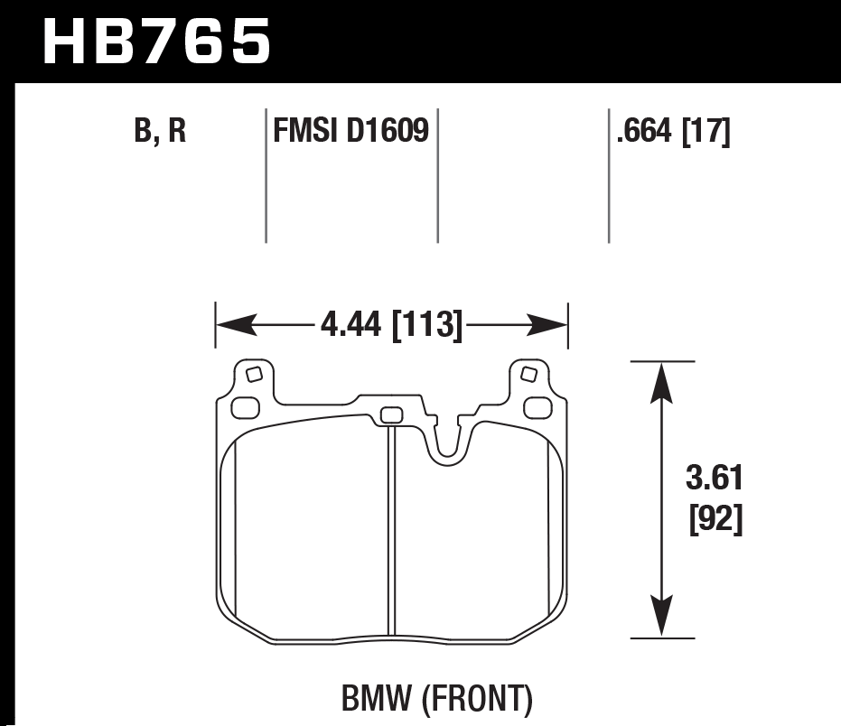 HAWK HB765D.664 Front Brake Pads ER-1 Endurance Racing for BMW 440i xDrive Base 3.0L 2020/ BMW 340i GT xDrive Base 3.0L 2018 Photo-1 