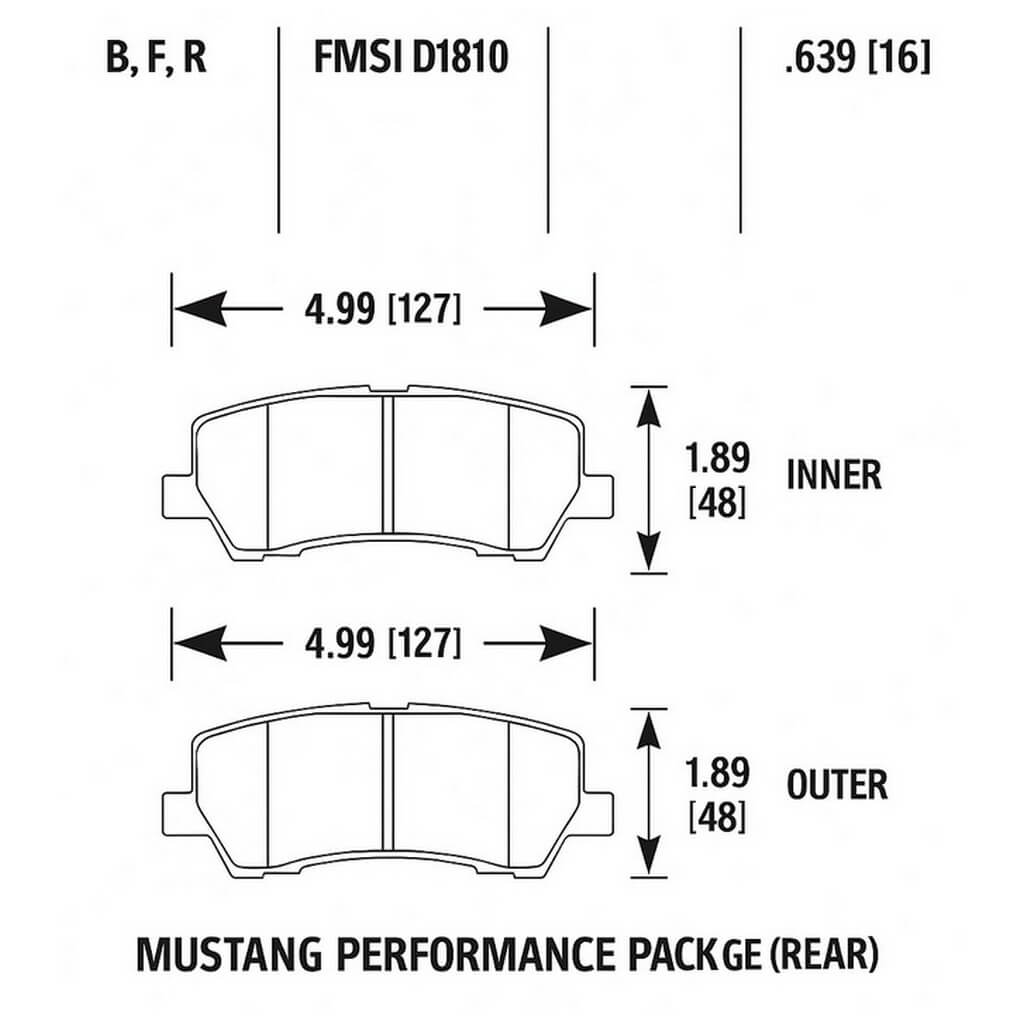 HAWK HB803B.639 Rear Brake Pads HPS 5.0 for FORD Mustang EcoBoost / GT (S550) 2015-2022 Photo-1 
