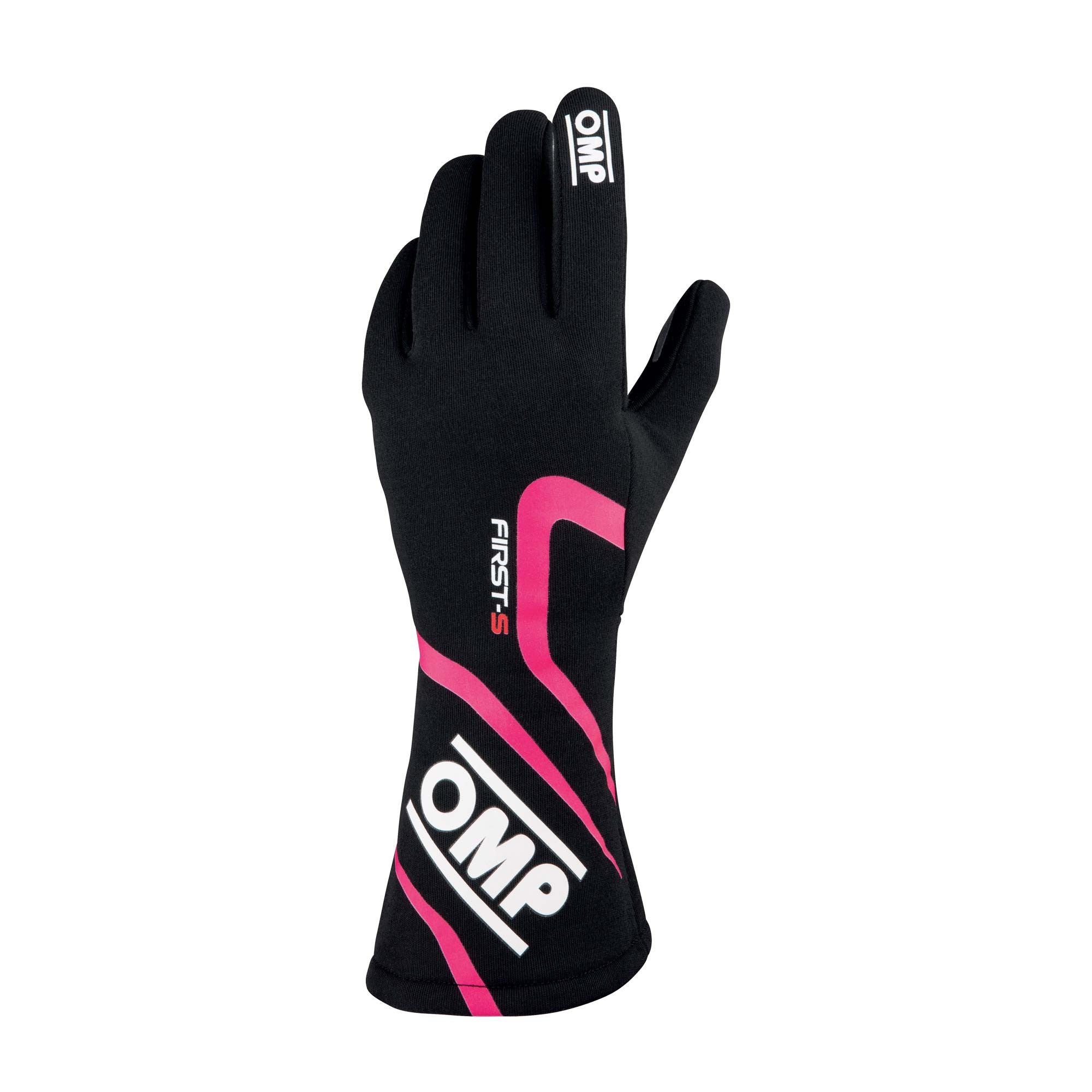 OMP IB0-0761-C01-277-S FIRST-S my2020 Racing gloves, FIA 8856-2018, black/fuchsia, size S Photo-0 