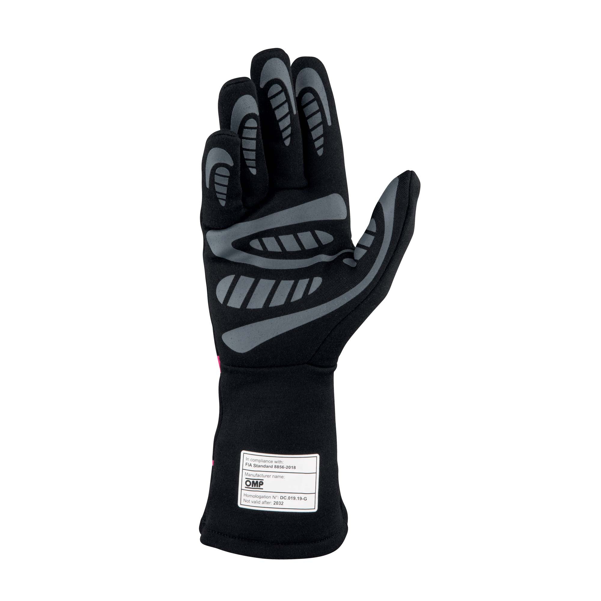 OMP IB0-0761-C01-277-S FIRST-S my2020 Racing gloves, FIA 8856-2018, black/fuchsia, size S Photo-1 