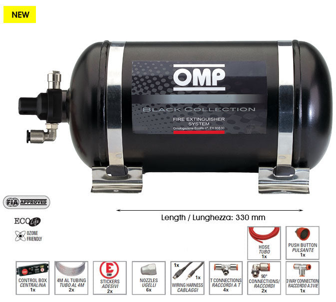 OMP CE0-SST1-A01 (CESST1) Extinguisher system (FIA) CESST1, electric, steel, 4,25L, diam.160mm, AFFF Photo-0 
